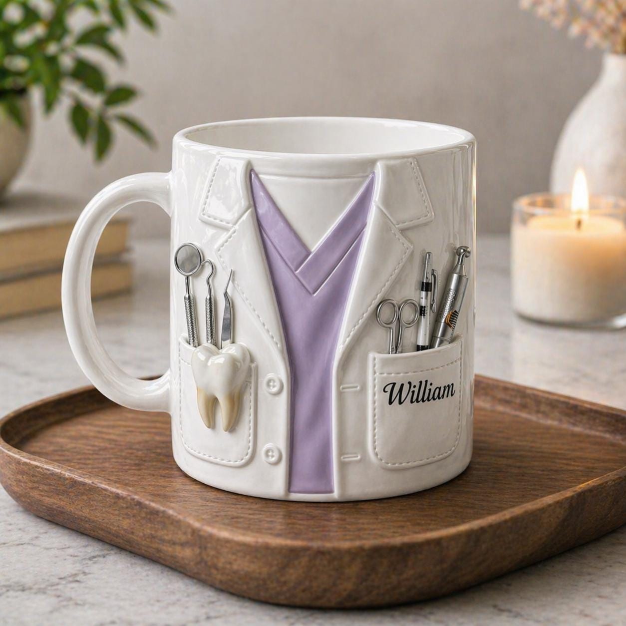 Personalized Dentist Mug Gift, Custom Name Dental Coat Coffee Cup, Clinic Office Mug