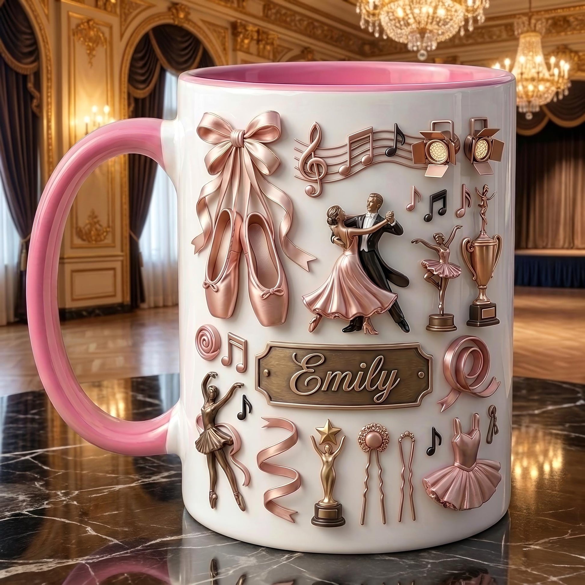 Dance Mug, Personalized Name Ballet Coffee Cup, Dancer Gift, Studio Decor Mug