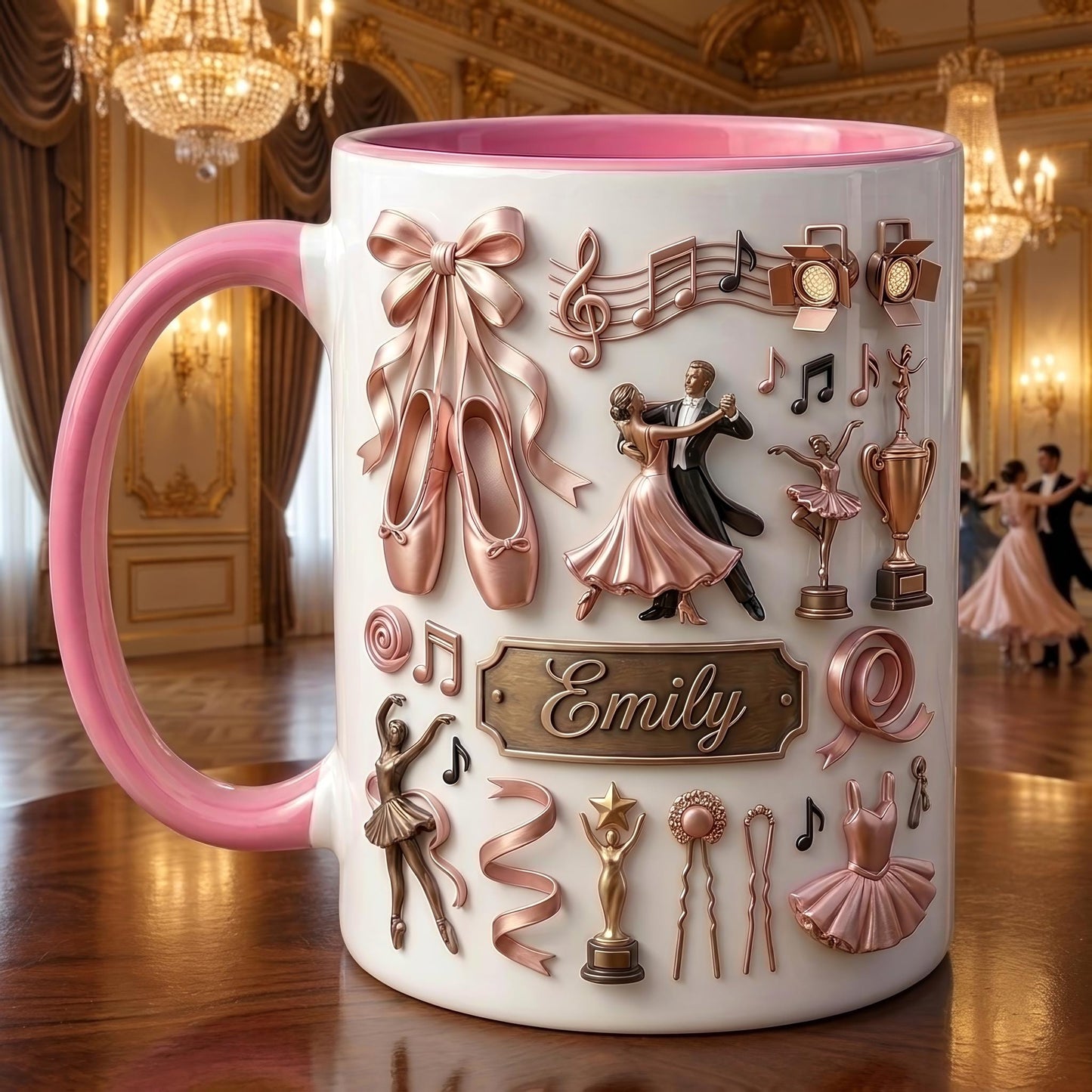 Dance Mug, Personalized Name Ballet Coffee Cup, Dancer Gift, Studio Decor Mug