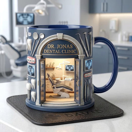 Custom Dental Mug, Personalized Dentist Coffee Cup, Dental Clinic Name Gift, Office Decor Mug