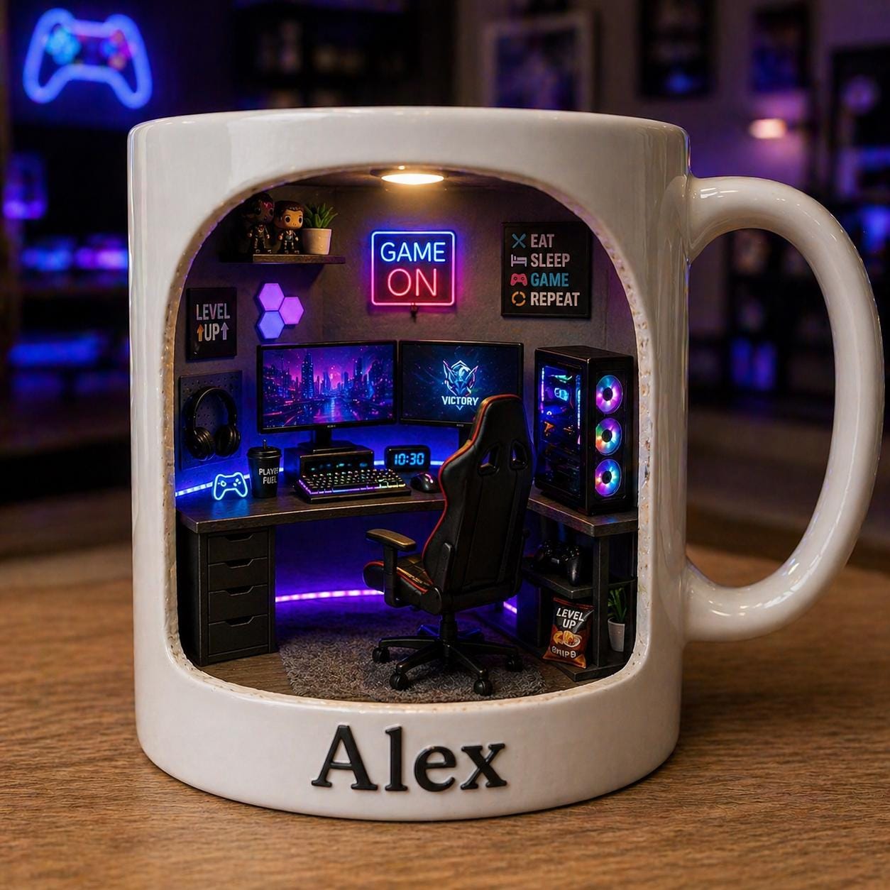 Personalized Gamer Mug, Custom Name Gaming Coffee Cup, PC Gaming Gift, Gamer Desk Mug