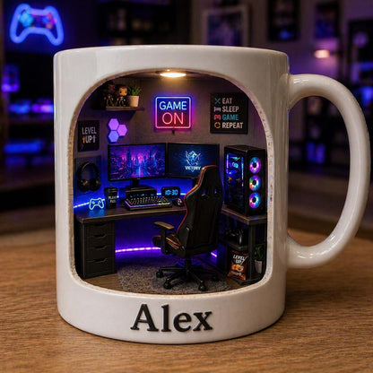 Personalized Gamer Mug, Custom Name Gaming Coffee Cup, PC Gaming Gift, Gamer Desk Mug