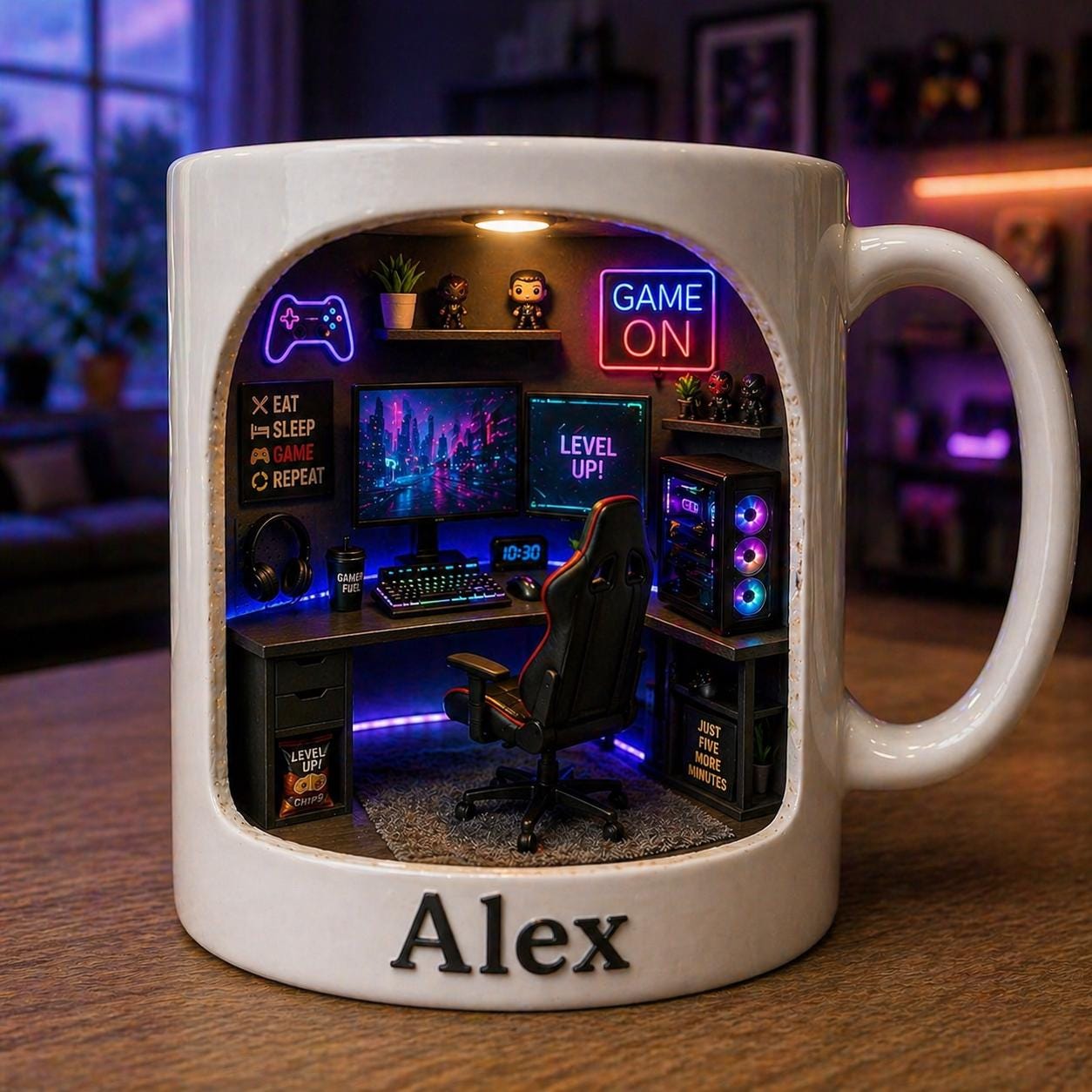 Personalized Gamer Mug, Custom Name Gaming Coffee Cup, PC Gaming Gift, Gamer Desk Mug