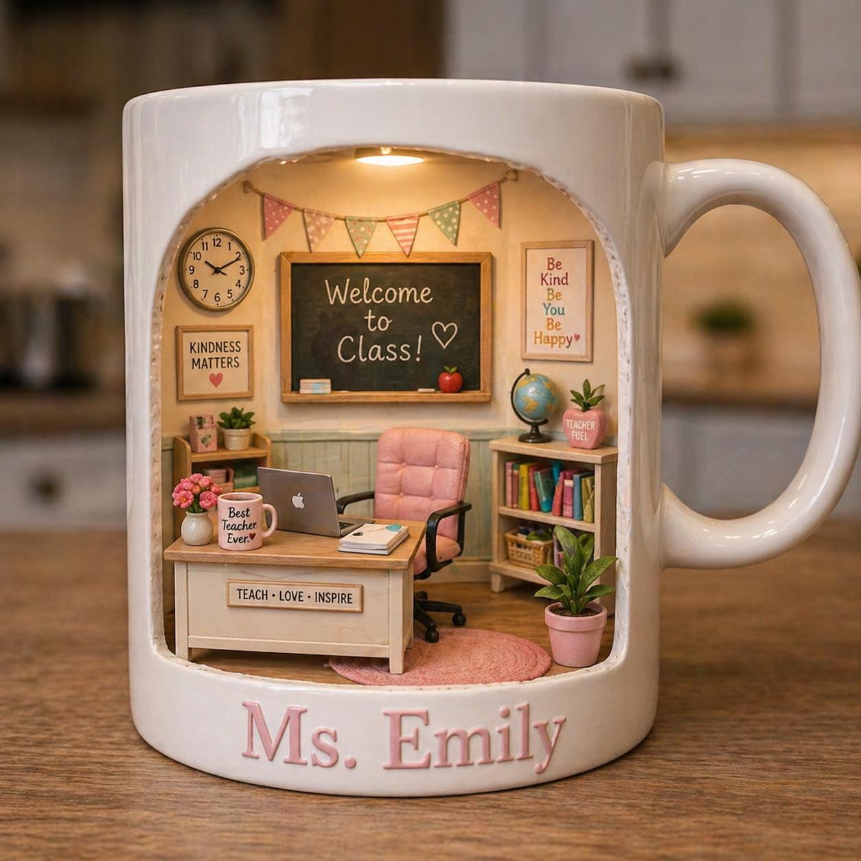 Personalized Teacher Mug, Custom Name Classroom Coffee Cup, Teacher Appreciation Gift, School Desk Mug