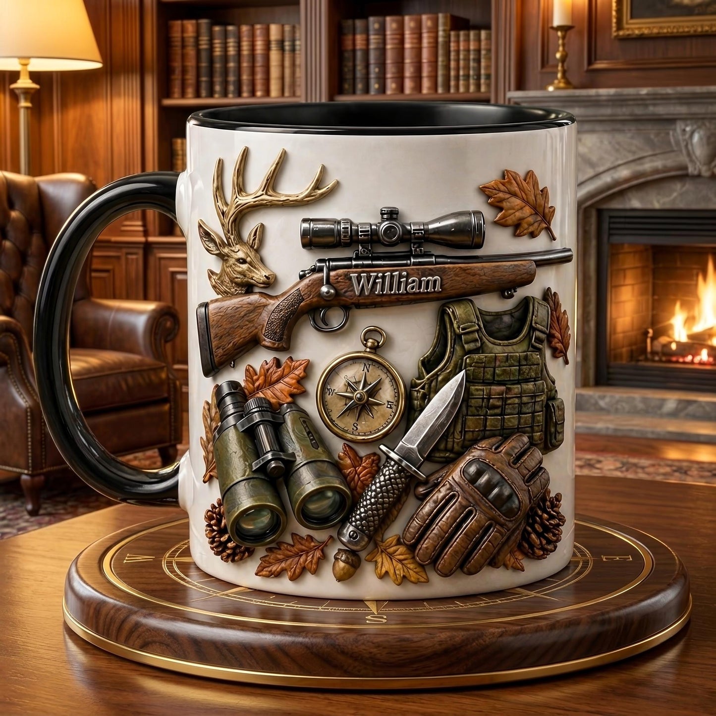 Hunting Mug, Gift for Hunter, Outdoor Coffee Mug, Deer Hunting Cup, Rustic Cabin Mug for Him