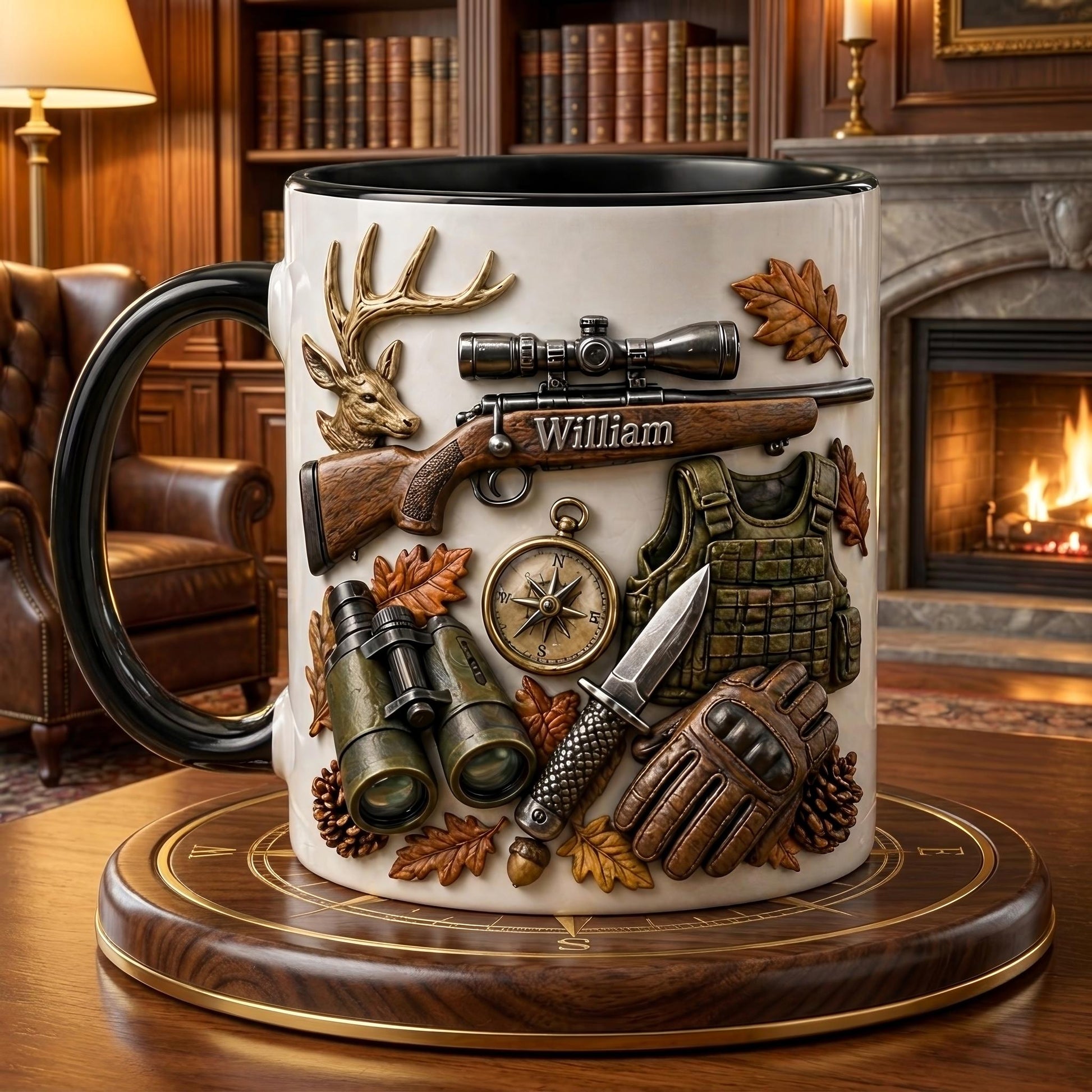 Hunting Mug, Gift for Hunter, Outdoor Coffee Mug, Deer Hunting Cup, Rustic Cabin Mug for Him