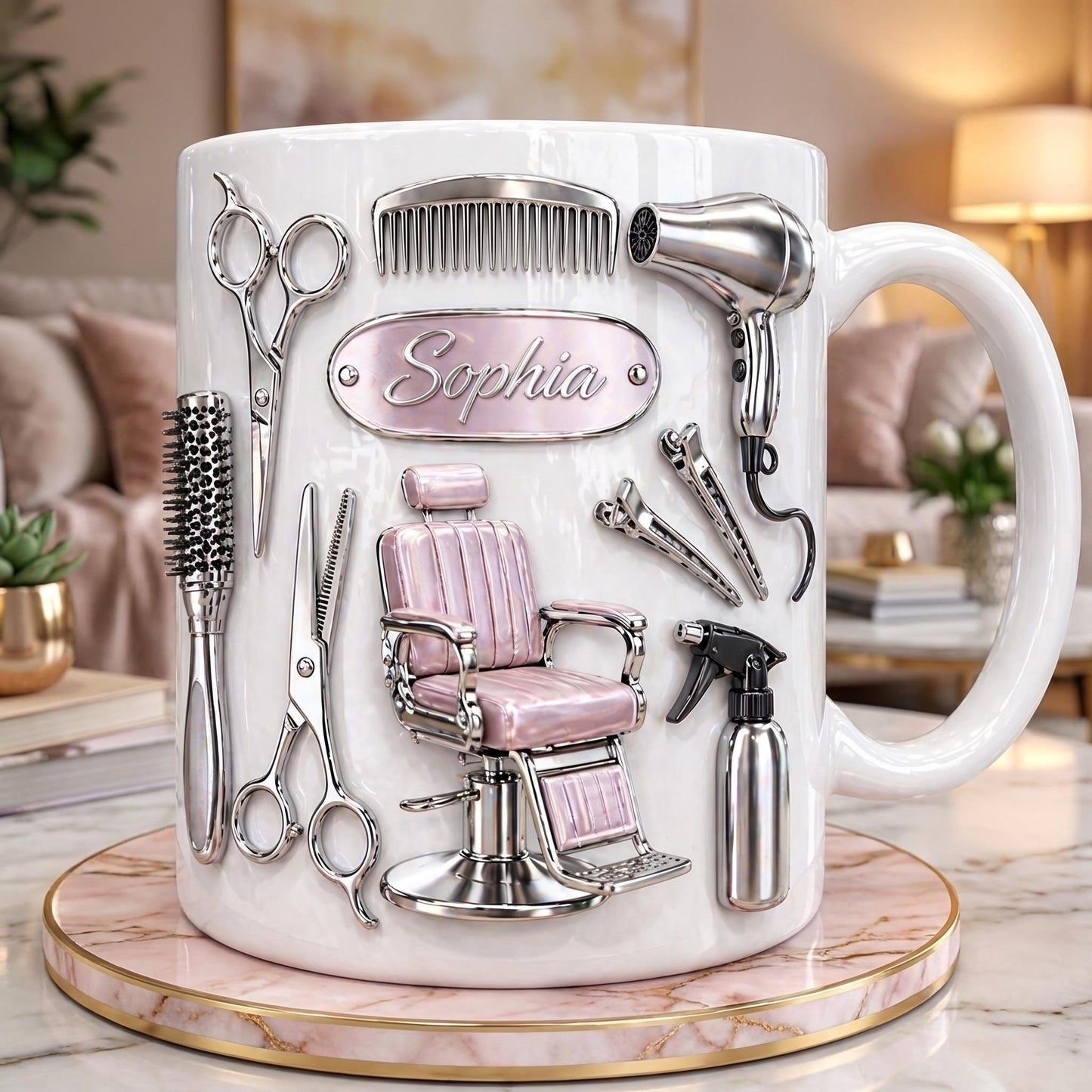 Personalized Hair Stylist Mug, Custom Salon Name Mug, Hairdresser Gift, Cosmetology Coffee Cup for Women