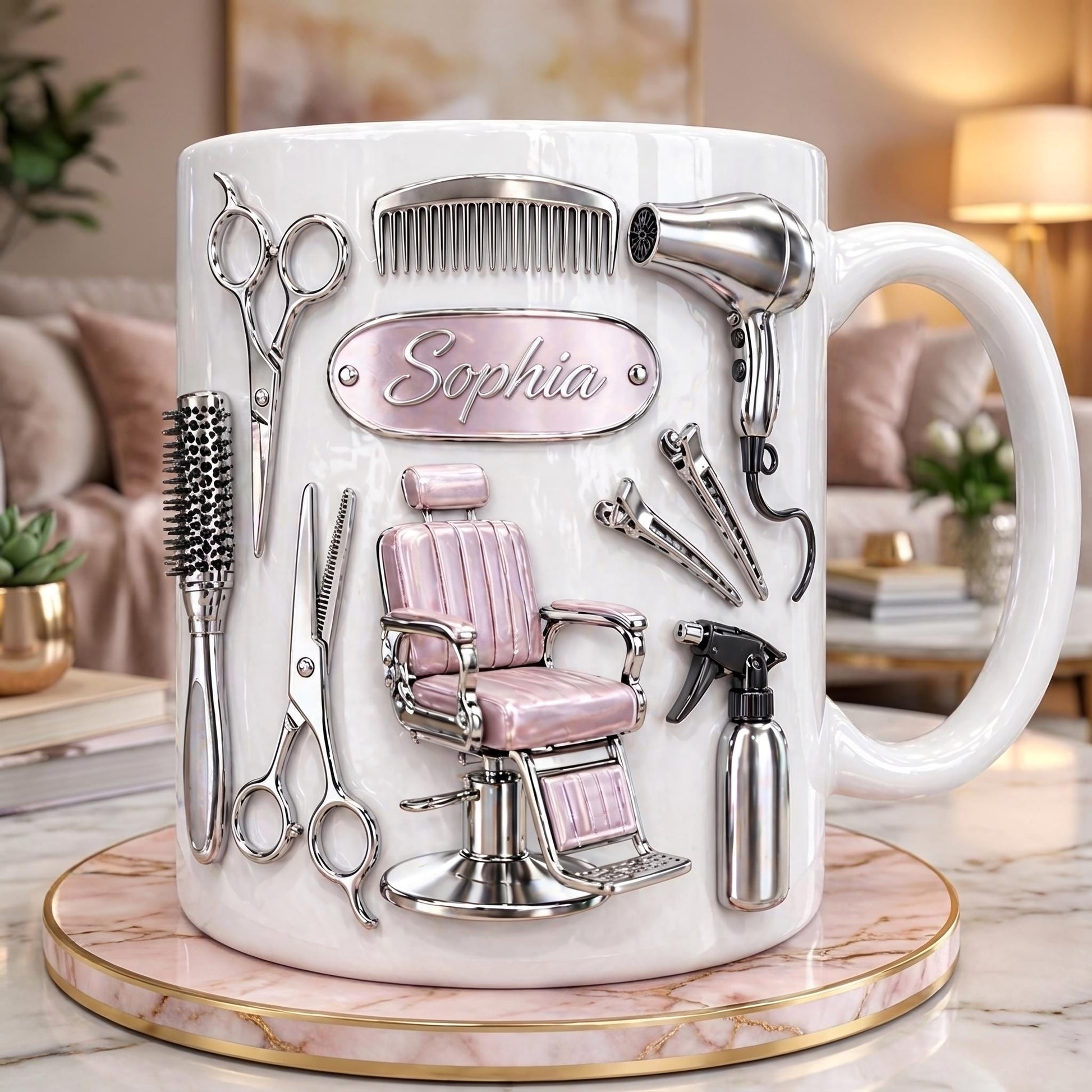 Personalized Hair Stylist Mug, Custom Salon Name Mug, Hairdresser Gift, Cosmetology Coffee Cup for Women
