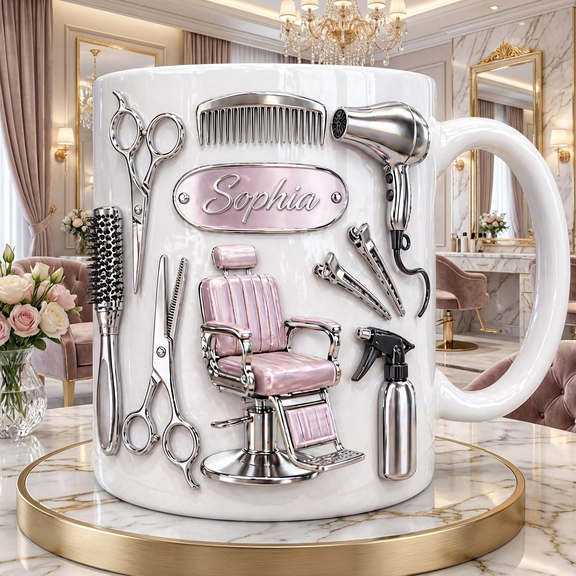 Personalized Hair Stylist Mug, Custom Salon Name Mug, Hairdresser Gift, Cosmetology Coffee Cup for Women