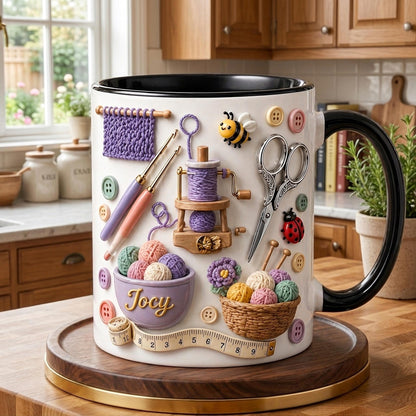 Crochet Mug, Knitting Lover Coffee Mug, Yarn Lover Gift, Craft Room Cup, Gift for Crocheter