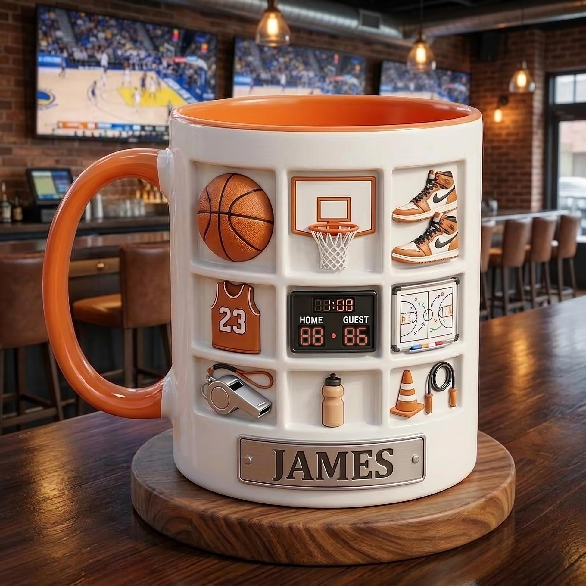 Personalized Basketball Mug, Custom Name Sports Mug, Basketball Player Gift, Athlete Coffee Cup