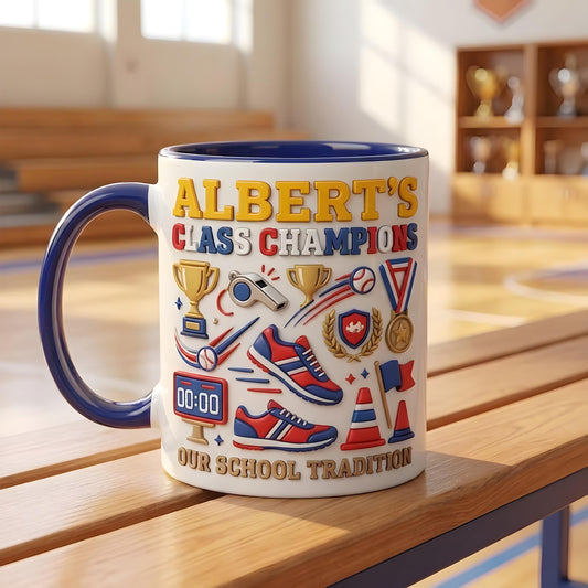 Personalized Sports Mug, Class Champions Mug, Custom Name Athlete Gift, School Team Coffee Cup