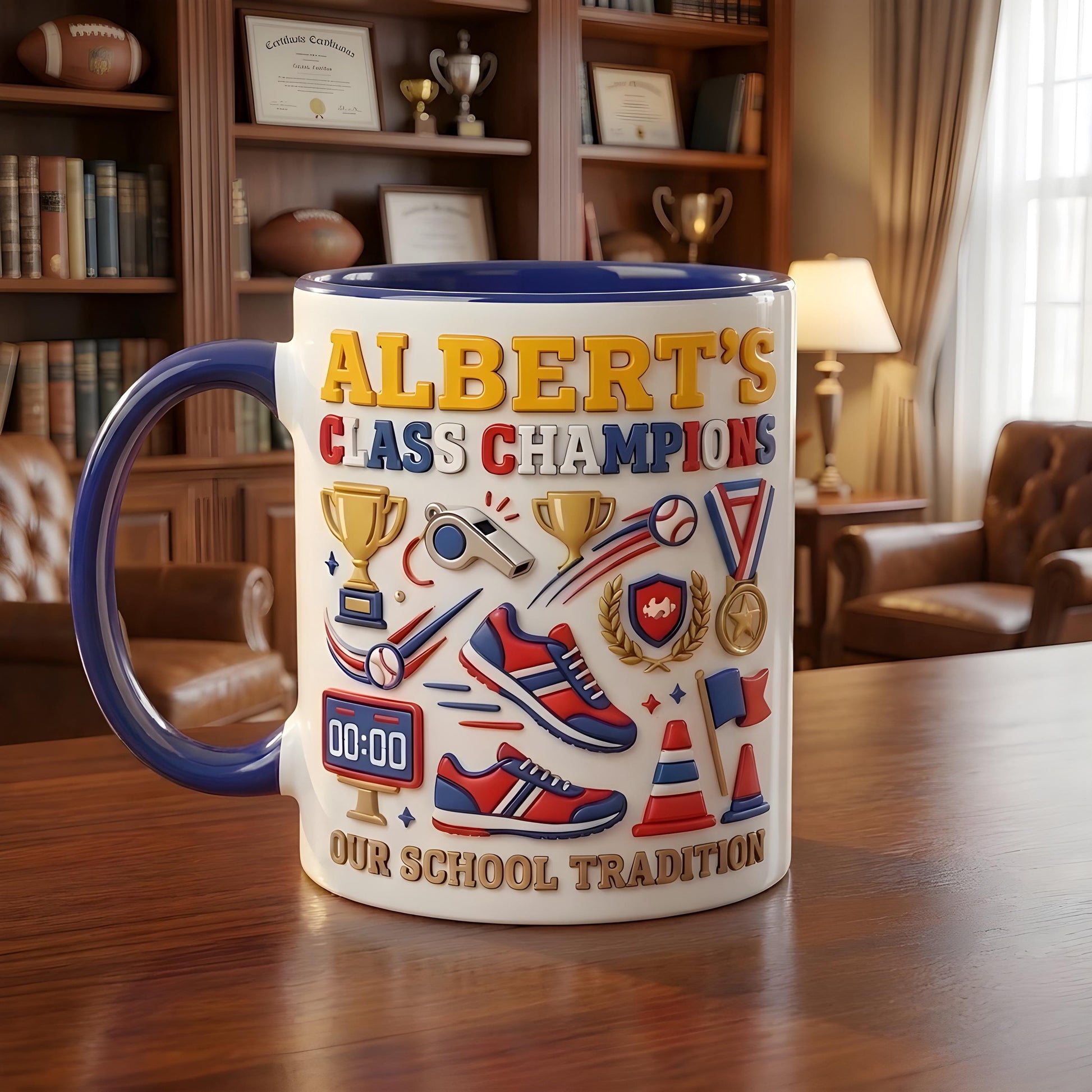 Personalized Sports Mug, Class Champions Mug, Custom Name Athlete Gift, School Team Coffee Cup