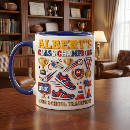 Personalized Sports Mug, Class Champions Mug, Custom Name Athlete Gift, School Team Coffee Cup