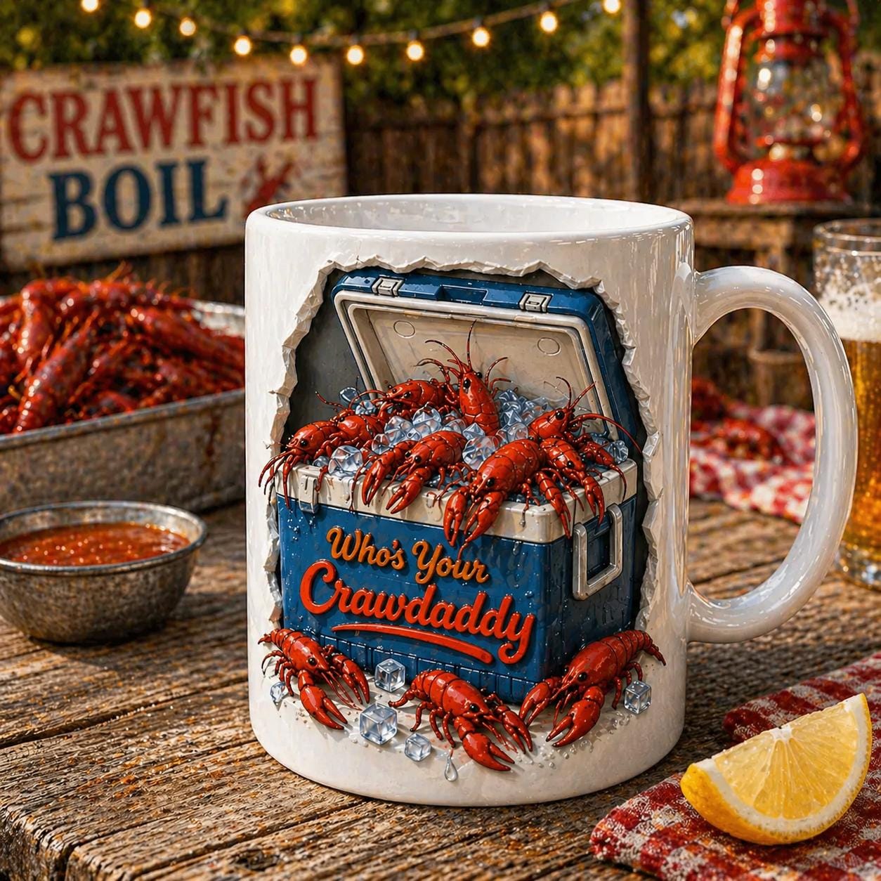 Funny Crawfish Mug, Crawdaddy Quote Coffee Cup, Crawfish Boil Gift for Dad