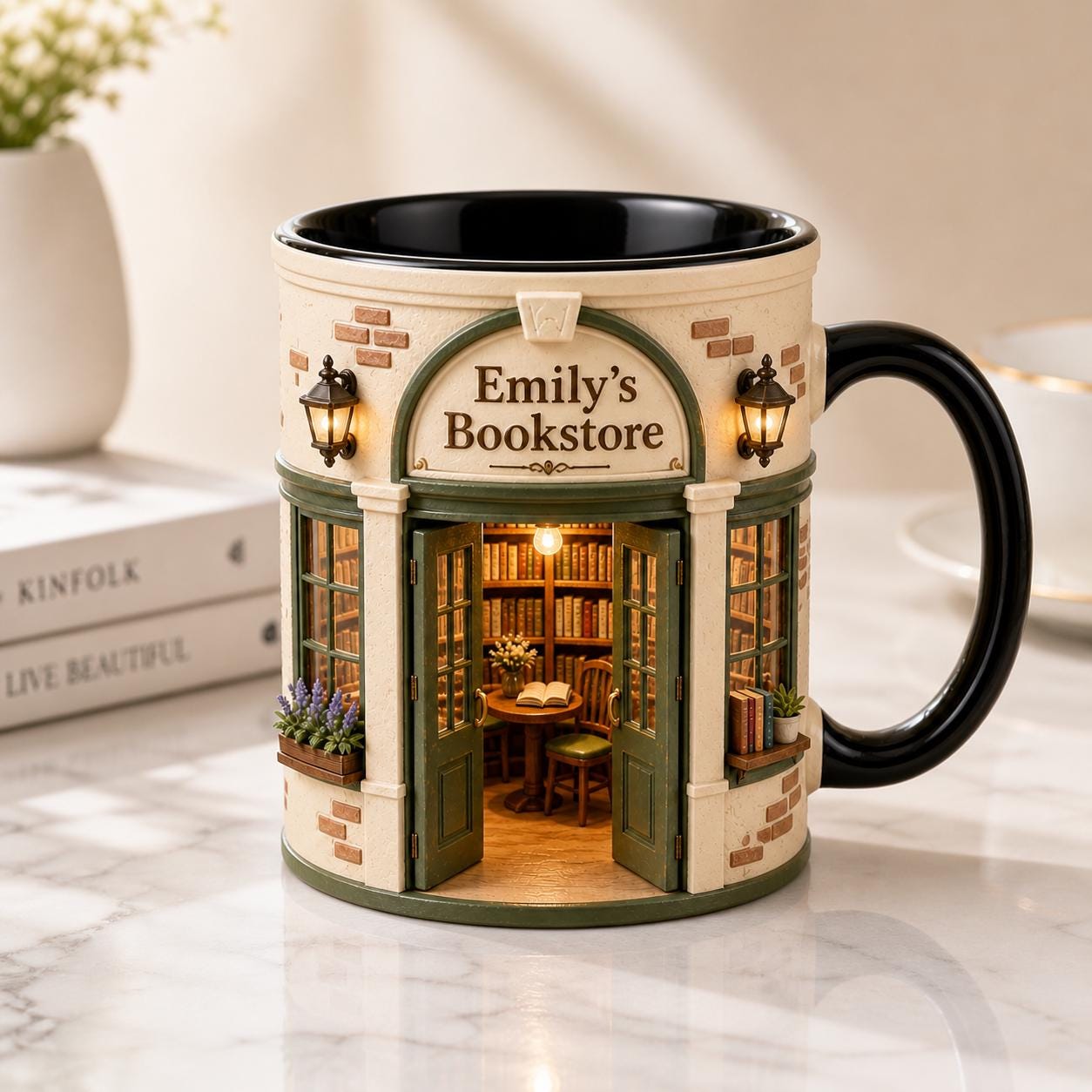 Personalized Bookstore Mug, Custom Book Lover Gift, Cozy Reading Nook Coffee Cup