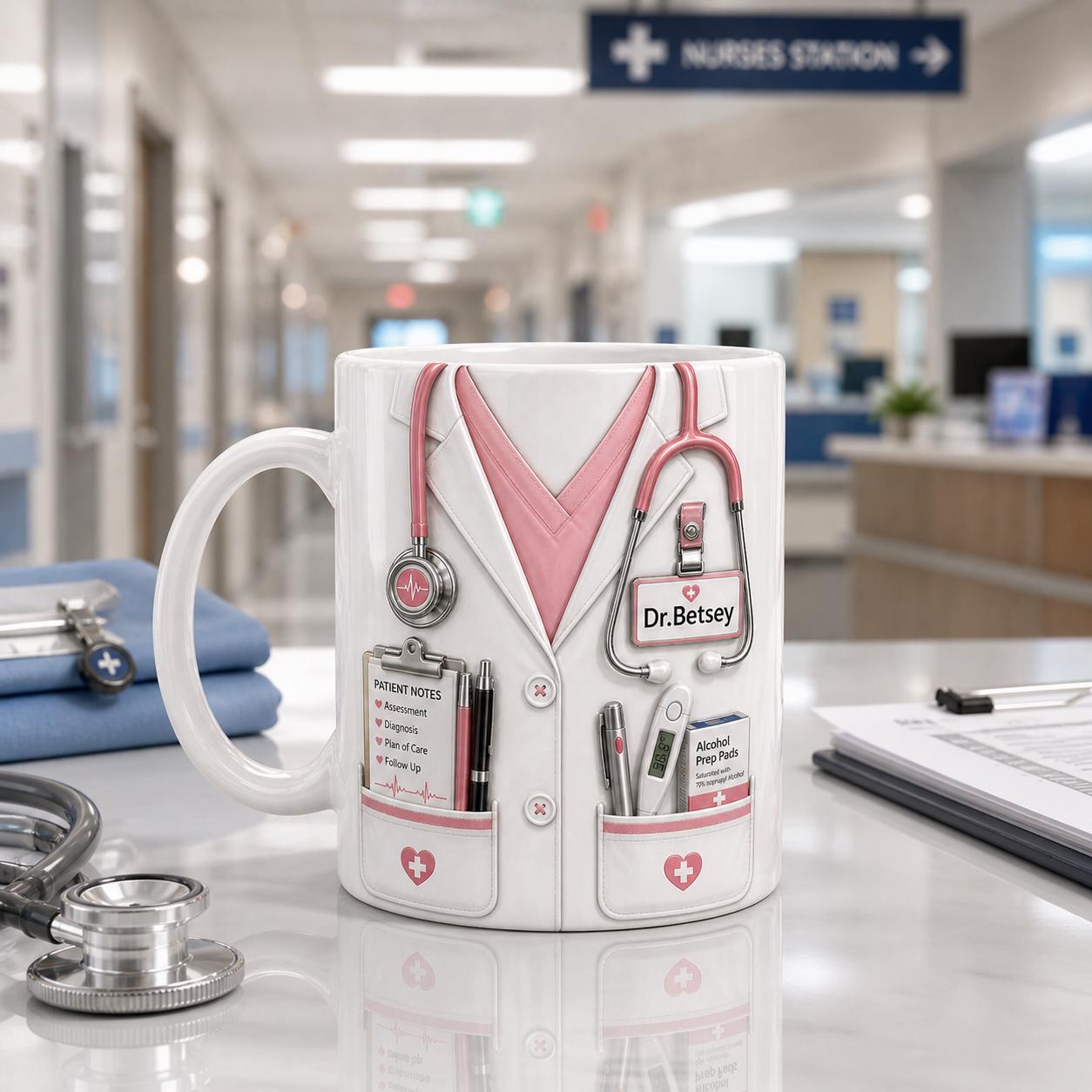 Personalized Nurse Mug, RN Coffee Cup, Medical Staff Gift, Custom Name Nurse Gift