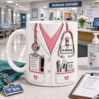 Personalized Nurse Mug, RN Coffee Cup, Medical Staff Gift, Custom Name Nurse Gift