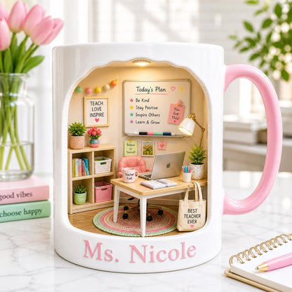 Personalized Teacher Mug, Custom Name Teacher Gift, Classroom Coffee Cup, Teacher Appreciation Gift
