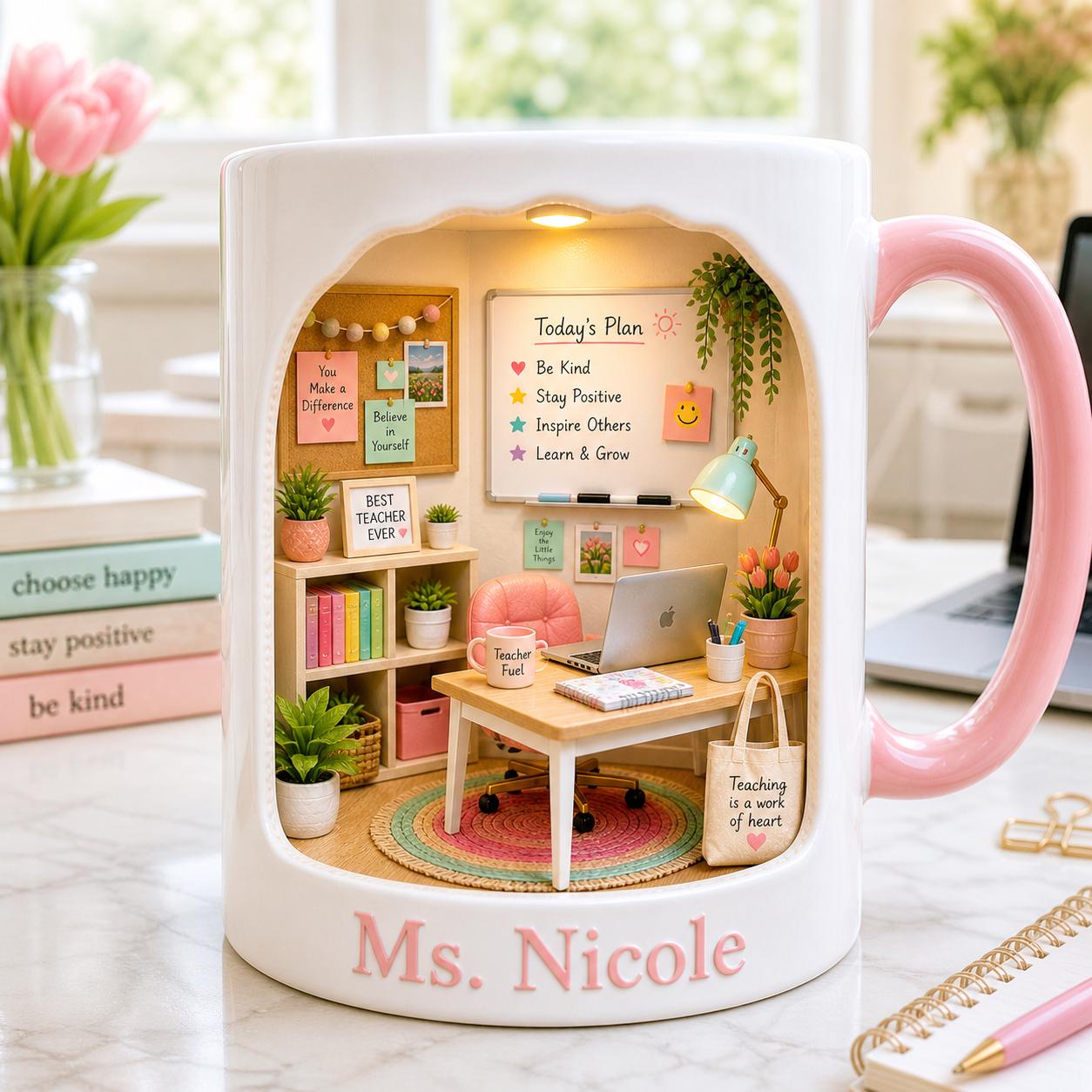 Personalized Teacher Mug, Custom Name Teacher Gift, Classroom Coffee Cup, Teacher Appreciation Gift