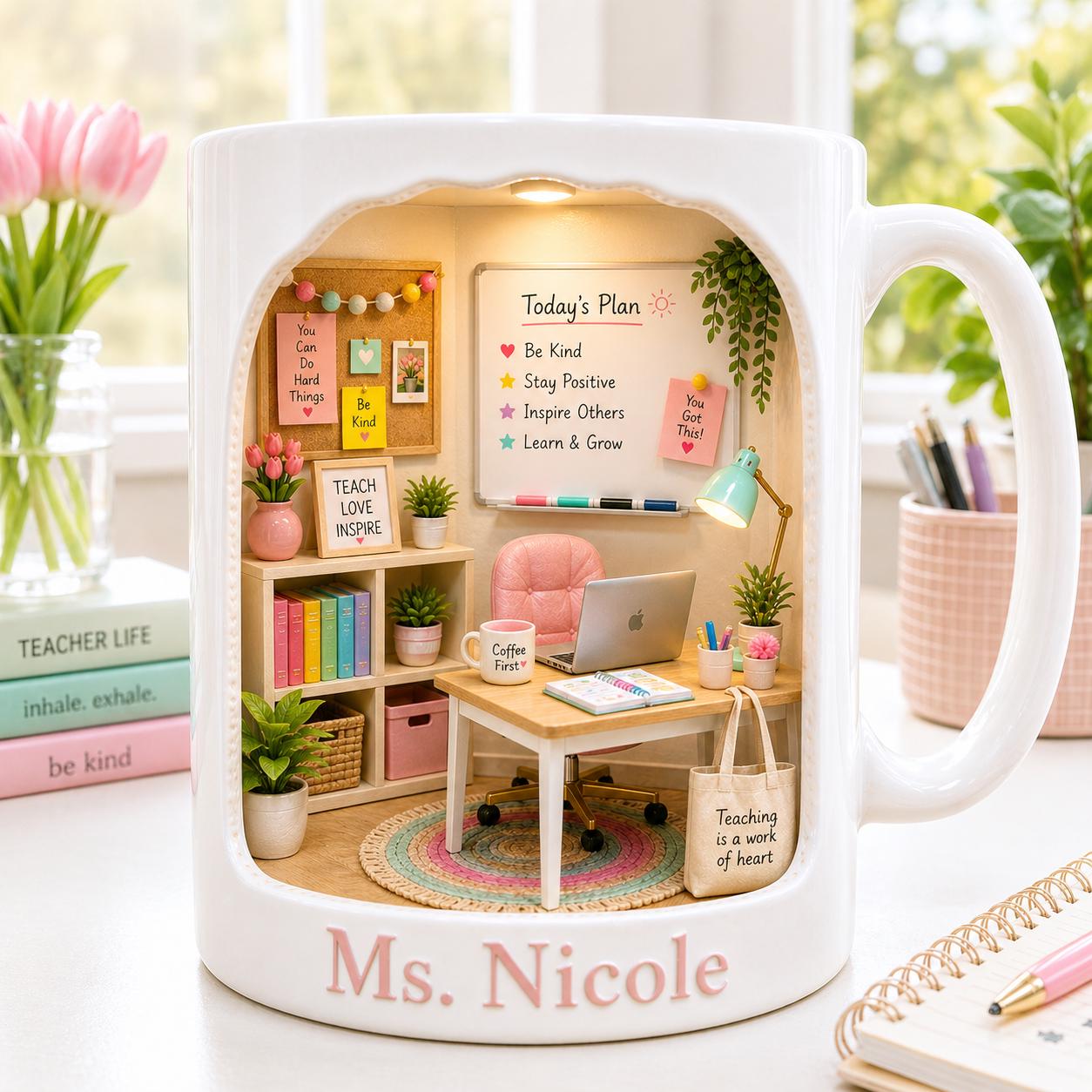 Personalized Teacher Mug, Custom Name Teacher Gift, Classroom Coffee Cup, Teacher Appreciation Gift