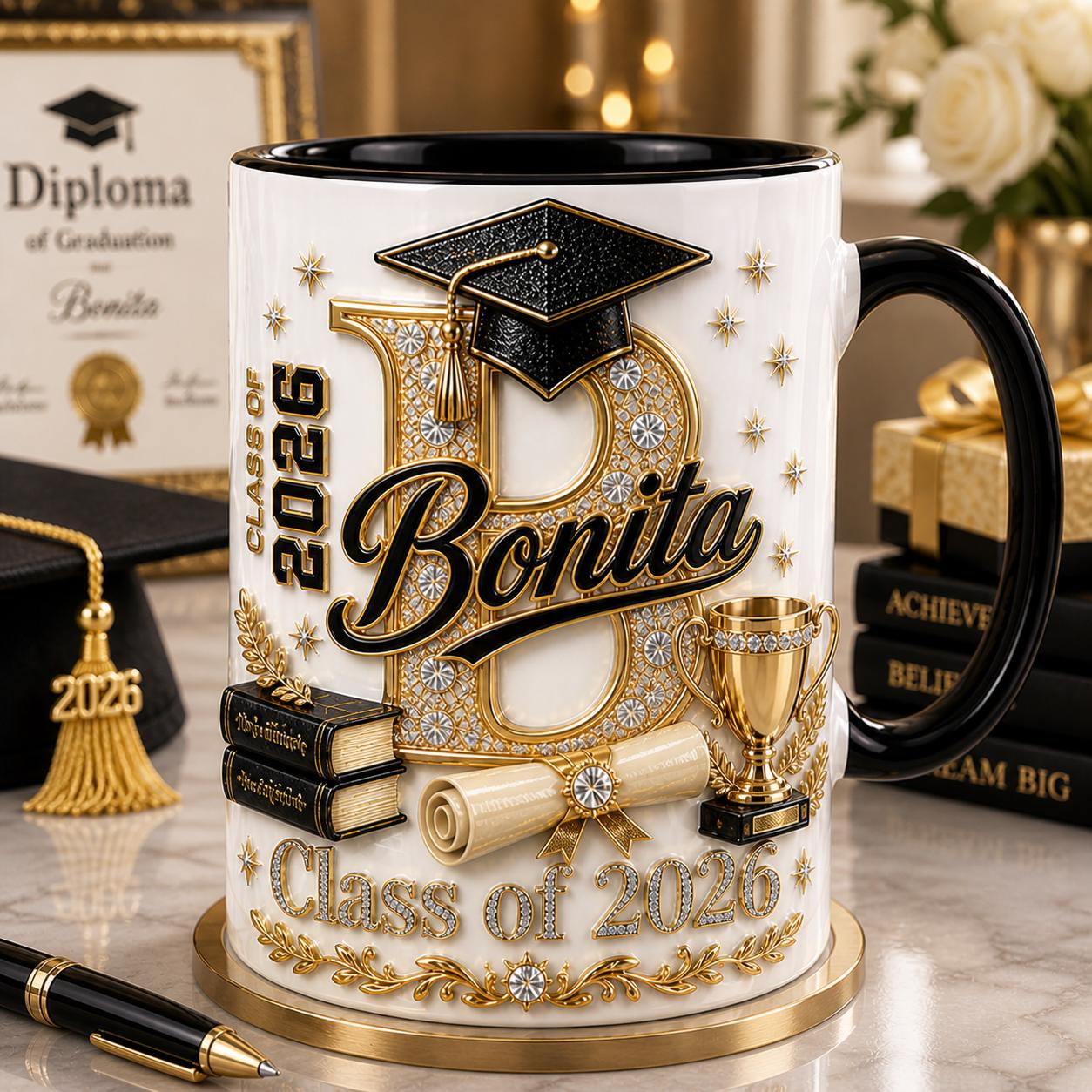 Personalized Graduation Mug 2026, Class of 2026 Gift for Him, Custom Name Initial Grad Coffee Cup