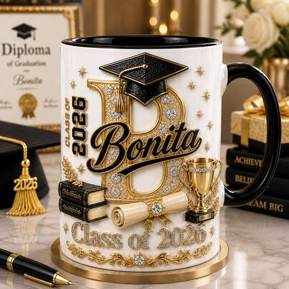 Personalized Graduation Mug 2026, Class of 2026 Gift for Him, Custom Name Initial Grad Coffee Cup