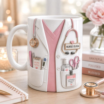 Personalized Nurse Mug, Custom RN Gift, Nurse Appreciation Gift, Healthcare Worker Coffee Cup