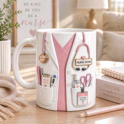 Personalized Nurse Mug, Custom RN Gift, Nurse Appreciation Gift, Healthcare Worker Coffee Cup