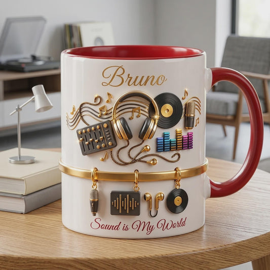 Personalized Music Mug, DJ Gift, Music Lover Coffee Cup, Custom Name Musician Gift