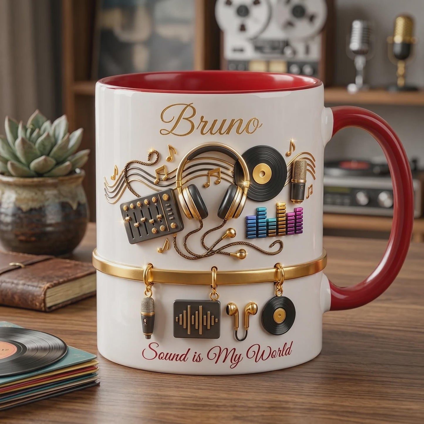 Personalized Music Mug, DJ Gift, Music Lover Coffee Cup, Custom Name Musician Gift