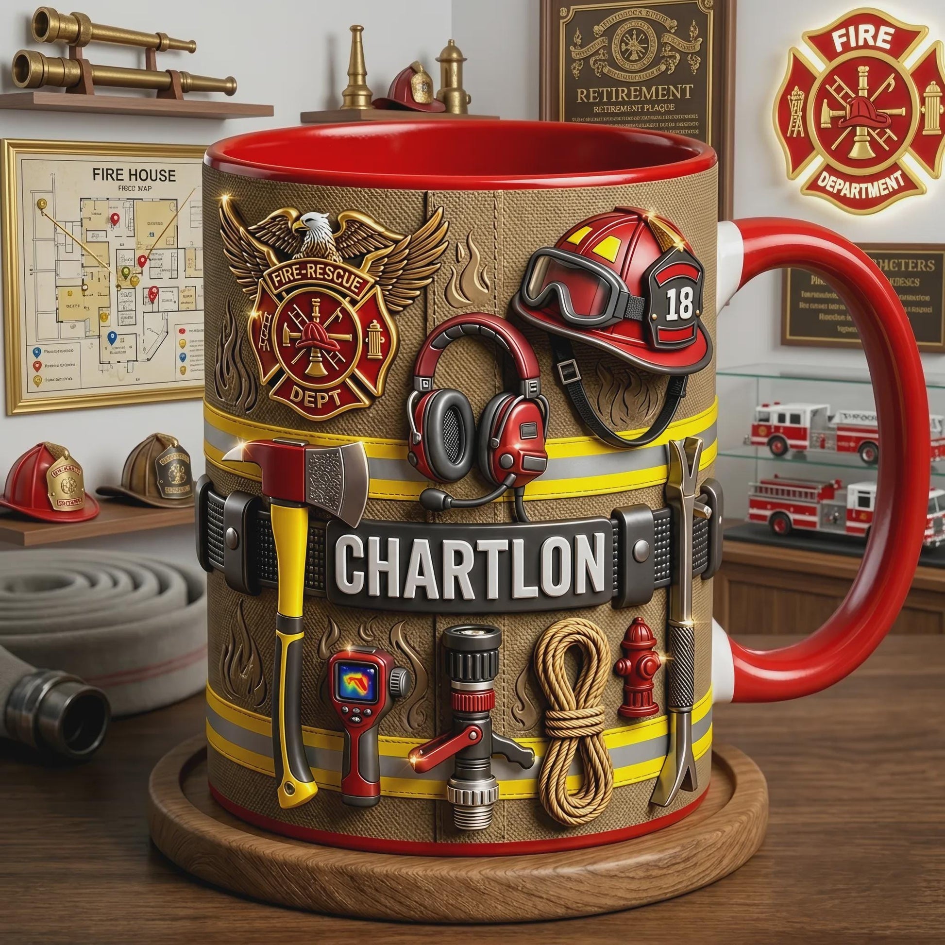Personalized Firefighter Mug, Fireman Gift, Custom Name Fire Rescue Coffee Cup, First Responder Gift