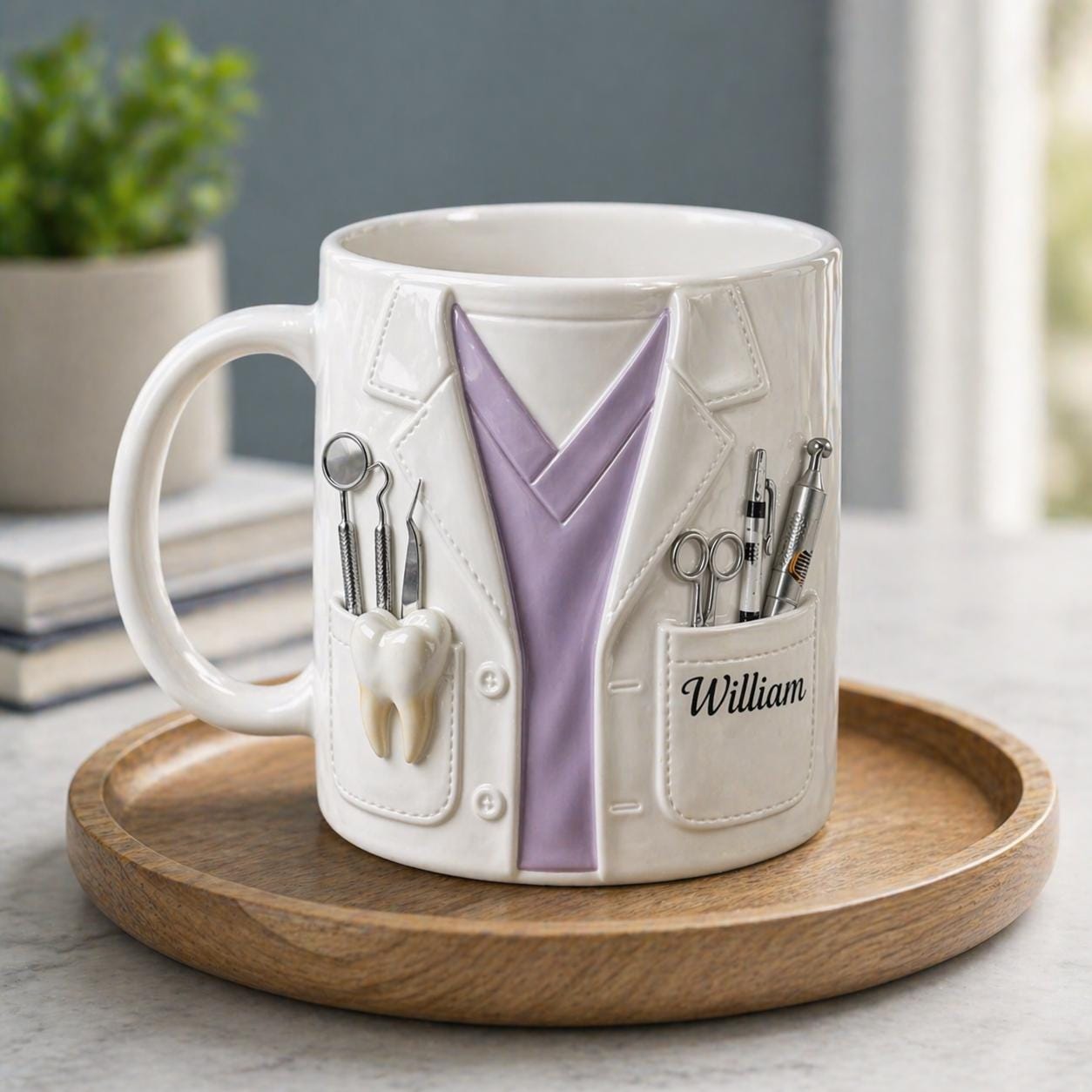 Personalized Dentist Mug Gift, Custom Name Dental Coat Coffee Cup, Clinic Office Mug