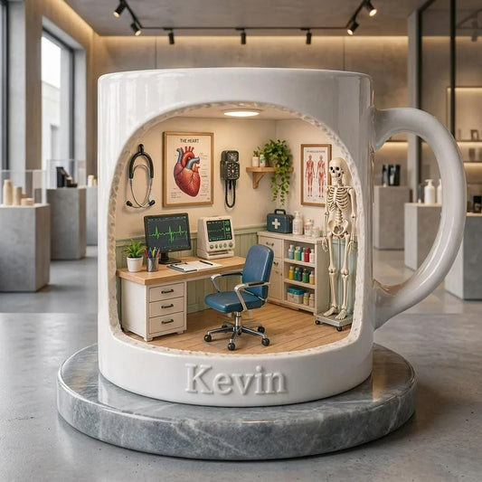 Personalized Doctor Mug Gift, Custom Name Medical Office Coffee Cup, Gift for Doctor Him Her, Anatomy Clinic Design