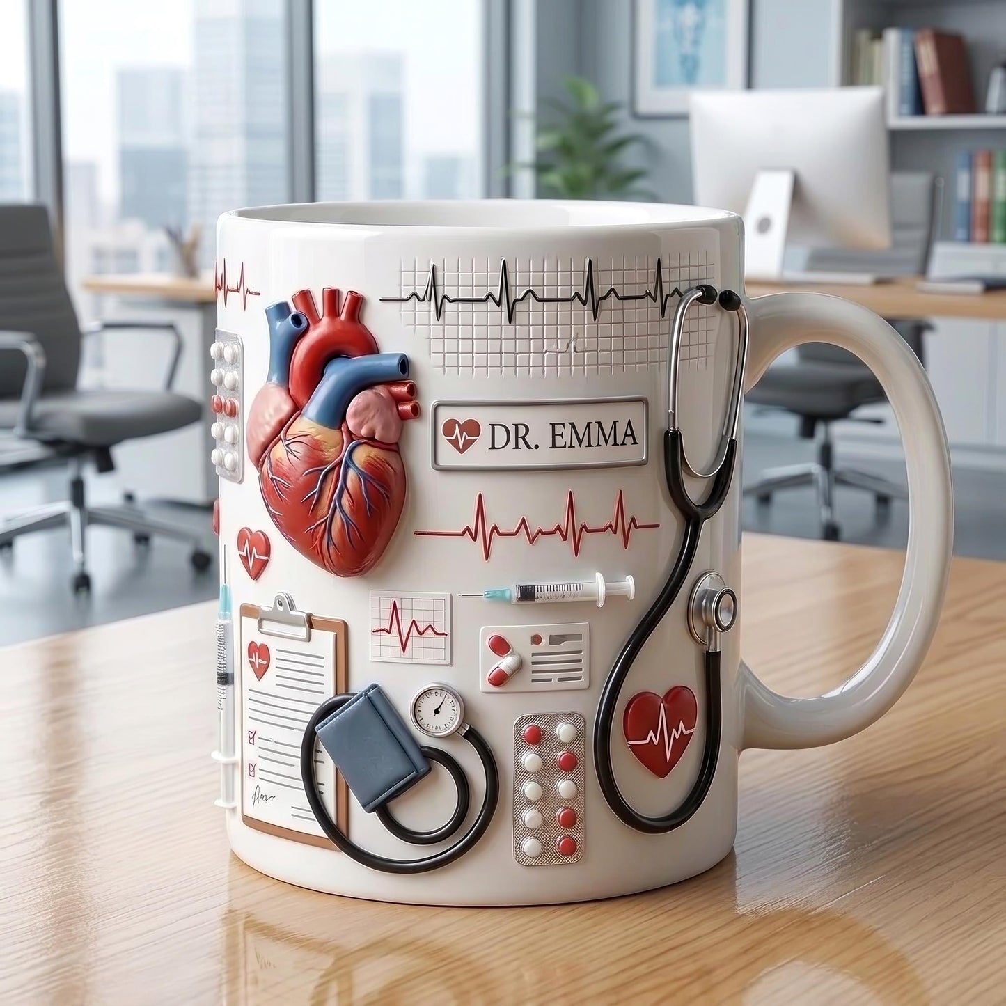 Personalized Doctor Mug, Custom Name MD Gift, Medical Coffee Mug, Doctor Appreciation Gift, Healthcare Worker Gift, Cardiologist Mug