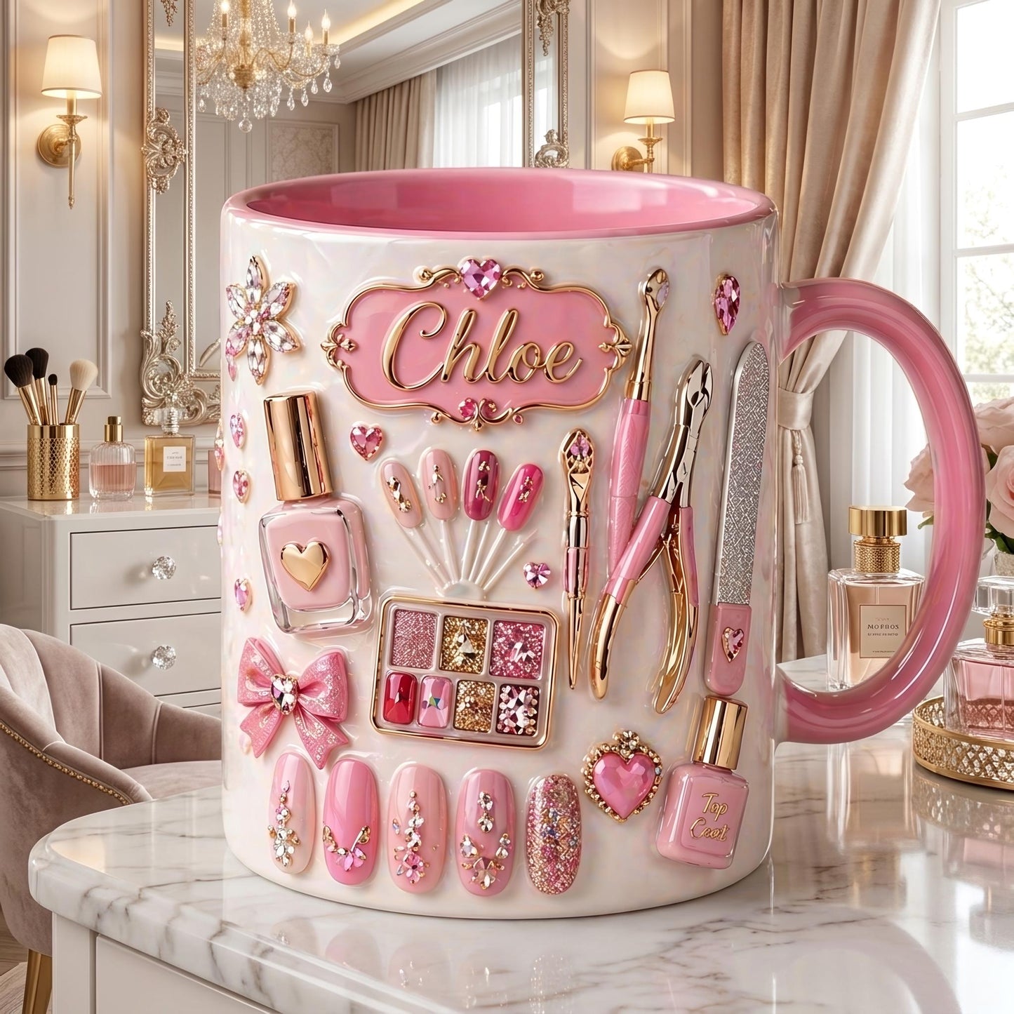 Nail Tech Mug, Personalized Name Nail Artist Coffee Cup, Beauty Salon Gift