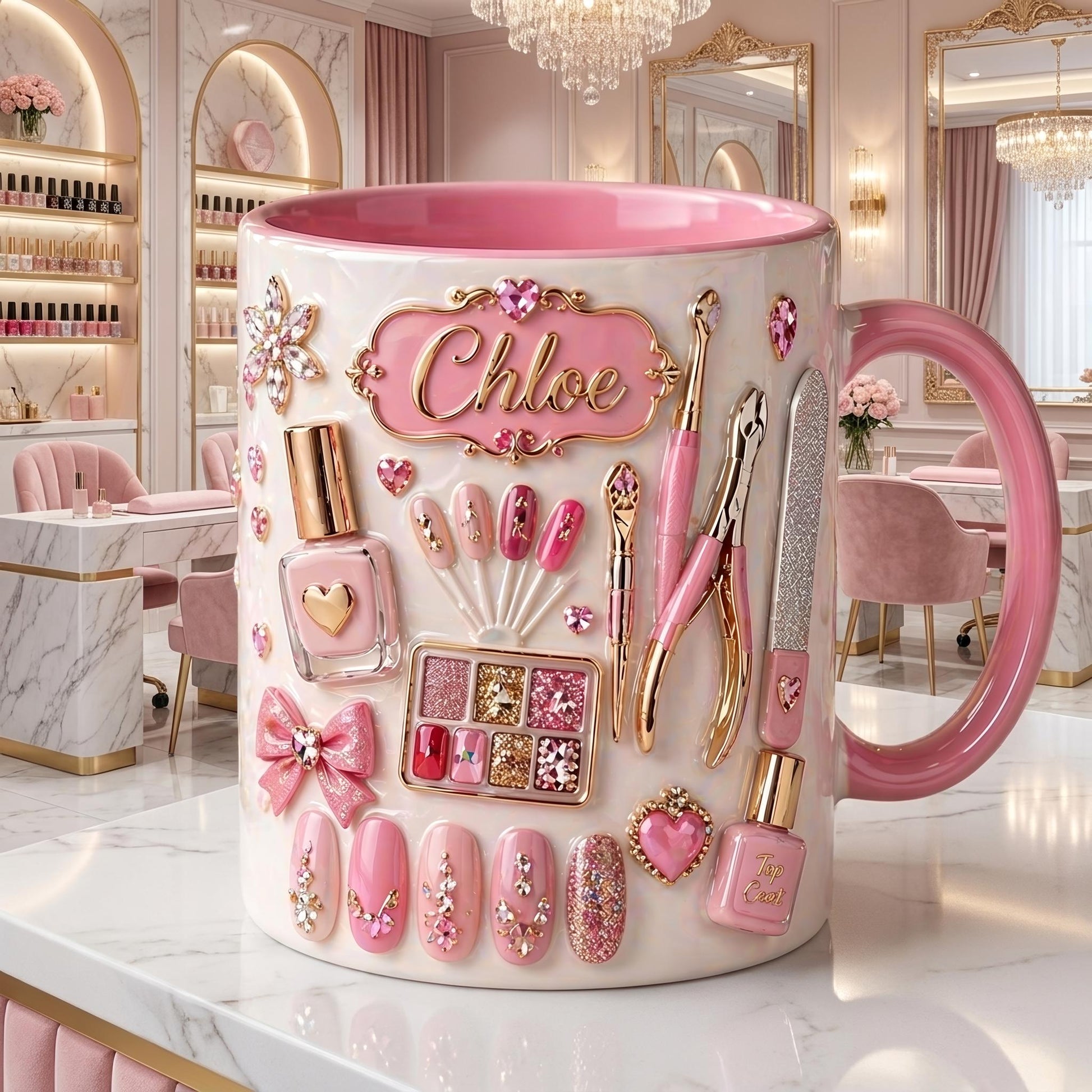 Nail Tech Mug, Personalized Name Nail Artist Coffee Cup, Beauty Salon Gift