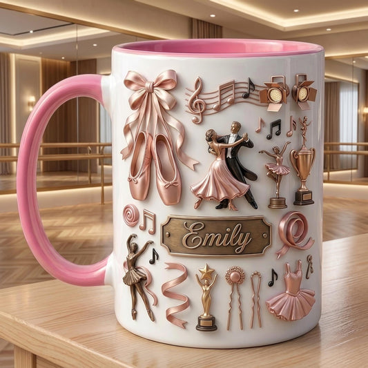 Dance Mug, Personalized Name Ballet Coffee Cup, Dancer Gift, Studio Decor Mug