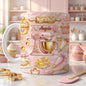 Personalized Baking Mug, Custom Name Baker Coffee Cup, Pink Kitchen Cupcake Design