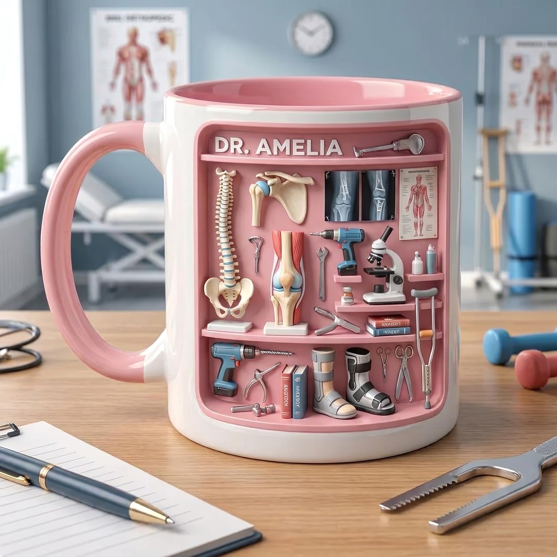 Personalized Doctor Mug, Custom Name Orthopedic Coffee Cup, Medical Gift, Clinic Desk Mug