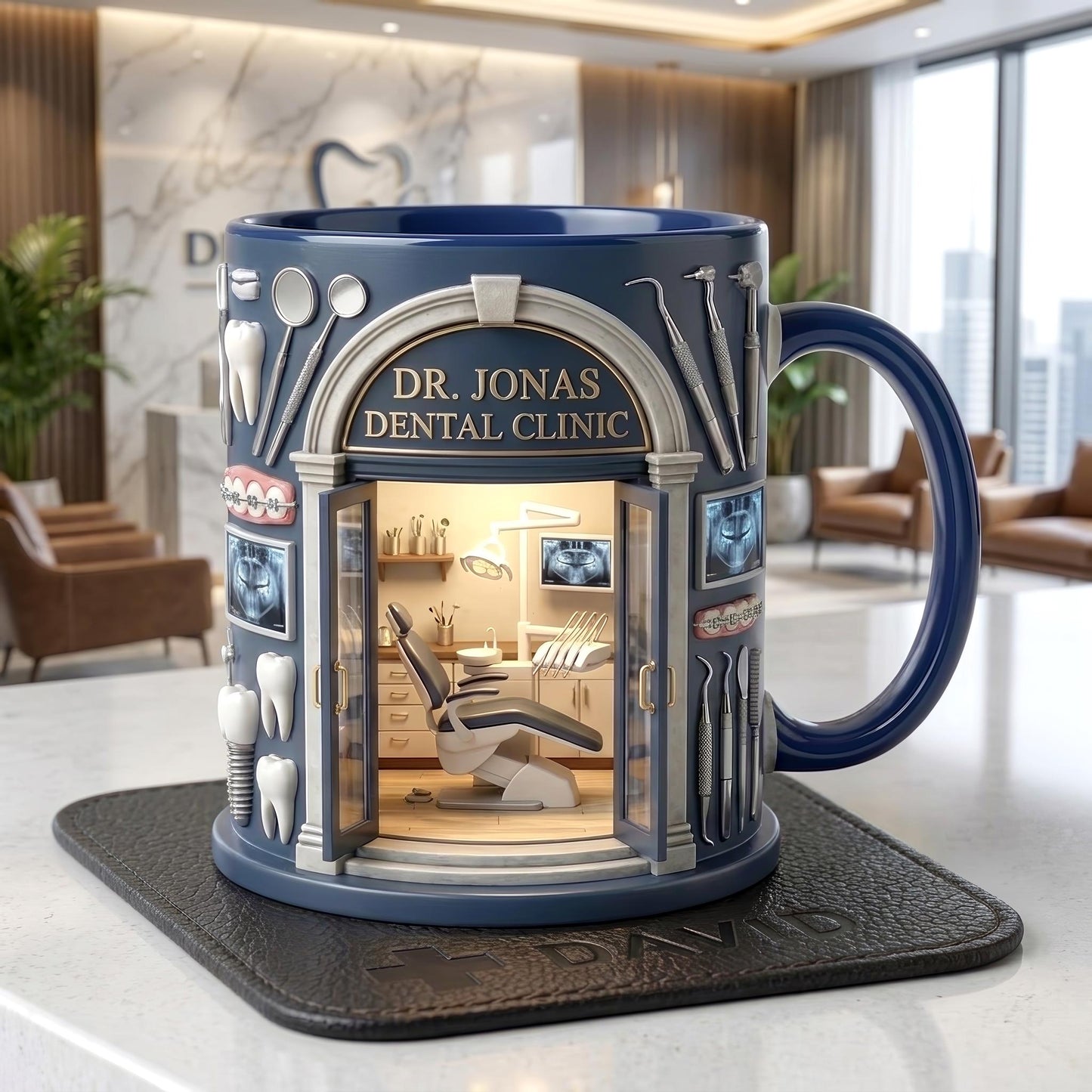 Custom Dental Mug, Personalized Dentist Coffee Cup, Dental Clinic Name Gift, Office Decor Mug