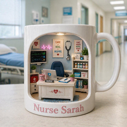 Personalized Nurse Mug, Custom Name Nursing Coffee Cup, Nurse Appreciation Gift, Medical Office Mug