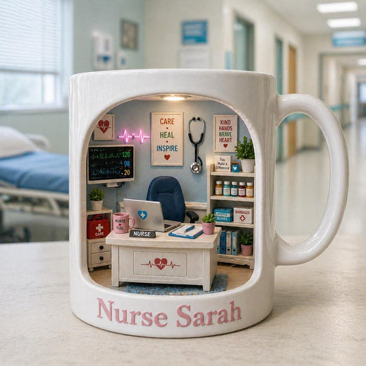 Personalized Nurse Mug, Custom Name Nursing Coffee Cup, Nurse Appreciation Gift, Medical Office Mug
