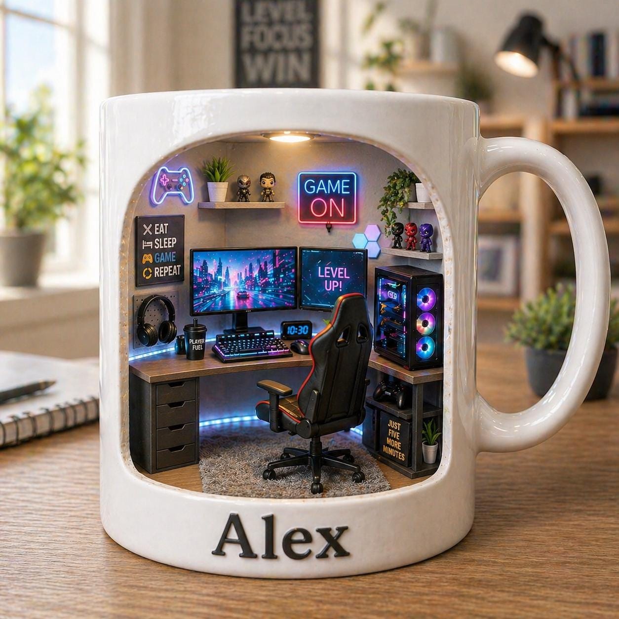 Personalized Gamer Mug, Custom Name Gaming Coffee Cup, PC Gaming Gift, Gamer Desk Mug