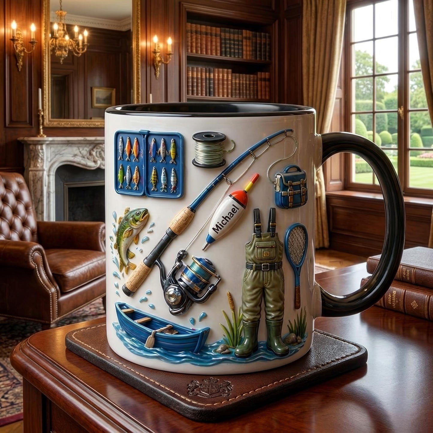 Personalized Fishing Mug, Custom Fisherman Gift, Fishing Lover Coffee Cup, Name Fishing Mug for Dad Husband