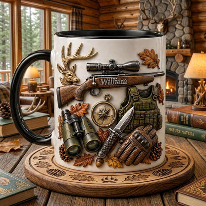 Hunting Mug, Gift for Hunter, Outdoor Coffee Mug, Deer Hunting Cup, Rustic Cabin Mug for Him