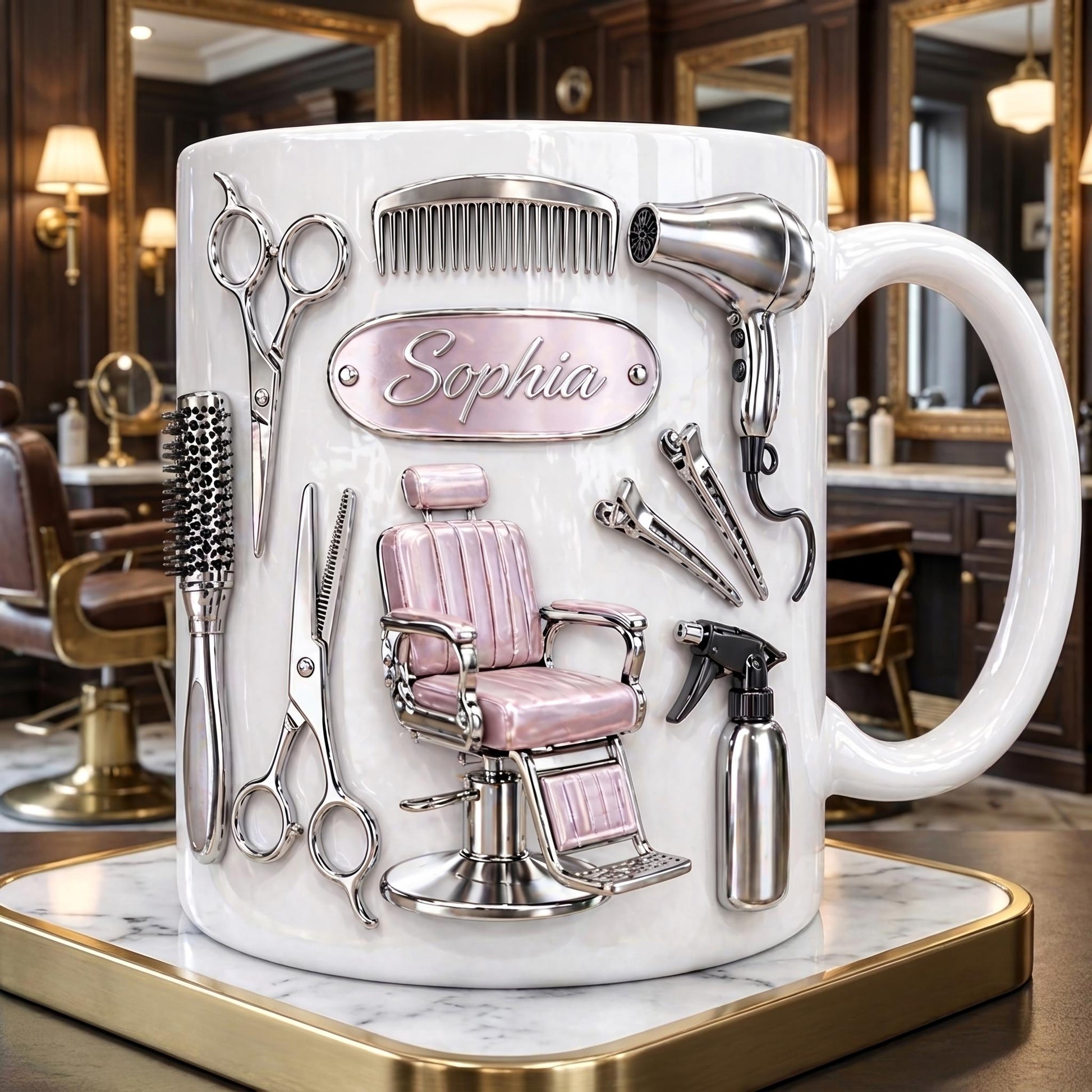 Personalized Hair Stylist Mug, Custom Salon Name Mug, Hairdresser Gift, Cosmetology Coffee Cup for Women