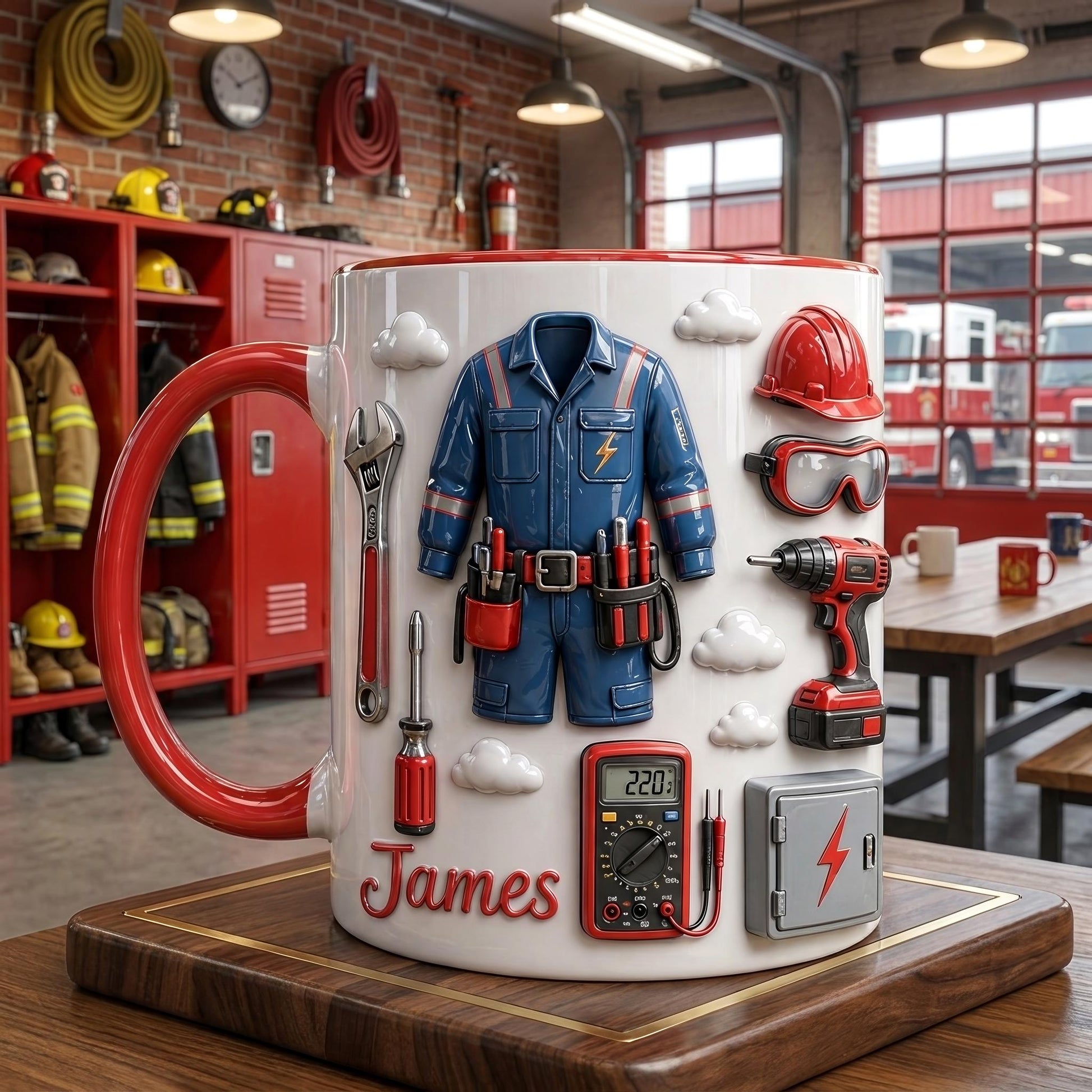 Personalized Electrician Mug, Custom Name Tradesman Mug, Electrician Gift, Handyman Coffee Cup for Men