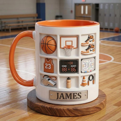 Personalized Basketball Mug, Custom Name Sports Mug, Basketball Player Gift, Athlete Coffee Cup