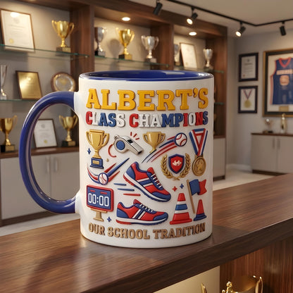 Personalized Sports Mug, Class Champions Mug, Custom Name Athlete Gift, School Team Coffee Cup
